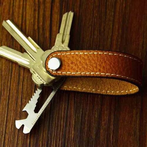 Housekeeper Genuine Leather Key Holder Wallet Unisex Solid Leather Keychain Organizer Bag Car Housekeeper Wallet
