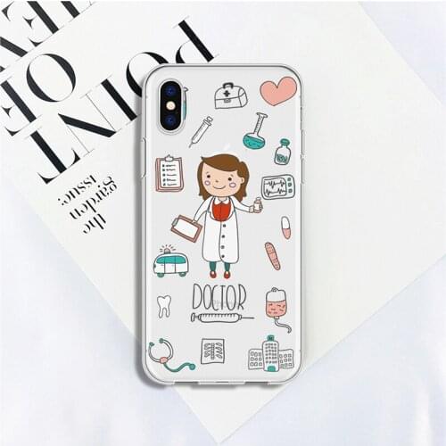 DIFFRBEAUTY Cute Heart Doctor Medical Phone Case Coque For iPhone 5 6 6S X XR MAX Plus Clear Phone Cover For iPhone 8 7 Plus