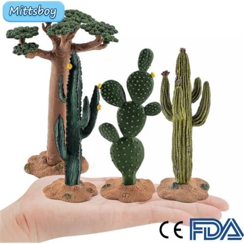 DIY Simulation Green Plant Cactus Tree Figure Toy Baobab Tropical Tree Static Decoration Scene Props Accessories Children Gifts