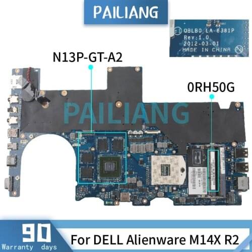 For DELL Alienware M14X R2 GT650M/2GB Mainboard CN-0RH50G LA-8381P SLJ8C N13P-GT-A2 DDR3 Laptop motherboard tested OK