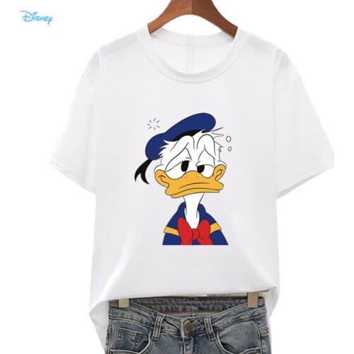 Disney Cartoon Donald Duck Cute Kawaii T Shirt Women 2021 Summer Short Sleeve Casual Brief Graphic T Shirts for Girl Y2K Tops