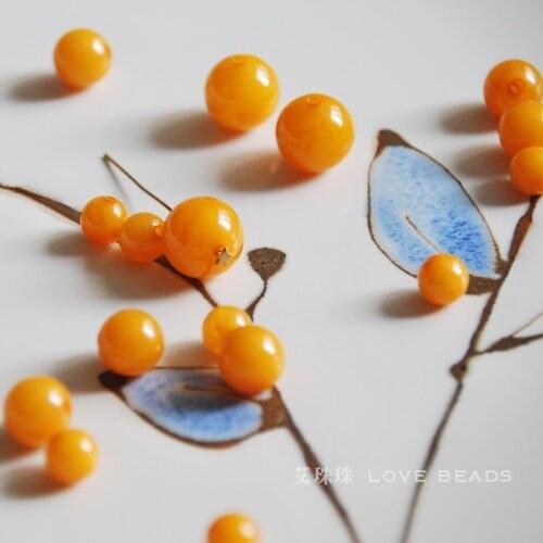 10 pcs/lot yellow resin 4-10mm round loose beads DIY materials bracelet necklace earrings making jewelry craft findings