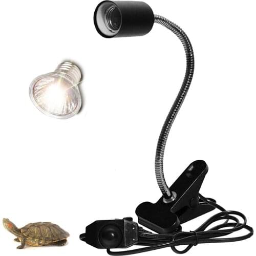 UVA UVB Reptile Lamp With Clip-On Adjustable Lamp Holder Bulb Pet Turtle Heat Lamp Sunlight Basking Temperature Controller Light