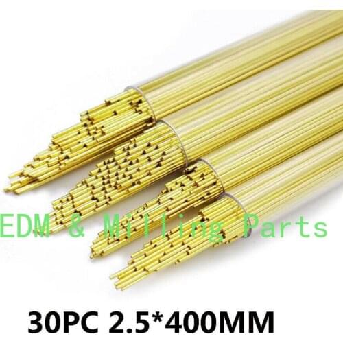 30PCS CNC EDM Drilling Machine Brass Electrode Single-Channel Tube 2.5MMX400MM For Drilling Machine Mill Part