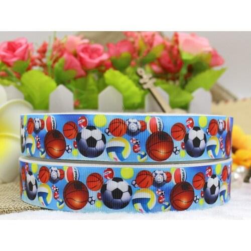 Q&N ribbon 7/8inch 22mm 160830001 football basketball printed grosgrain ribbon webbing 50yards/roll for headband free shipping