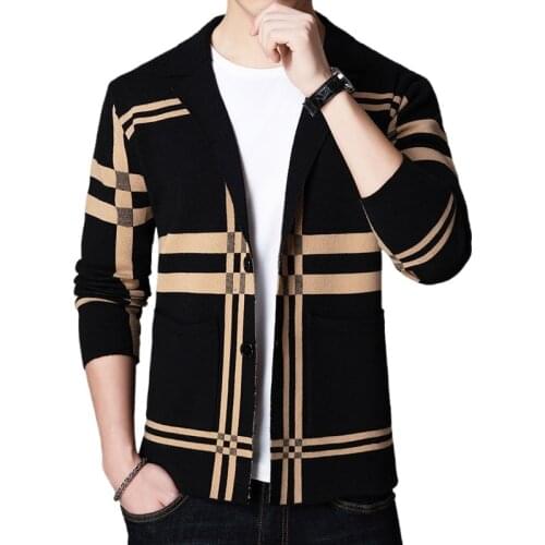 Mens high-end knitted cardigan jacket spring and autumn fashion thin mens casual all-match jacket