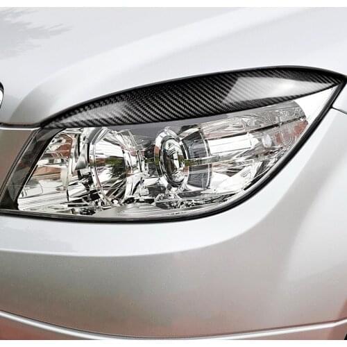 Carbon Fiber Headlight Eyelids Eyebrows for 2008-2011 Mercedes-Benz C Class W204