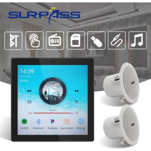 Touch Screen Wall Amplifier Bluetooth WiFi Stereo Sound Audio PA Ceiling Speaker HiFi Subwoofer Android System Background Music