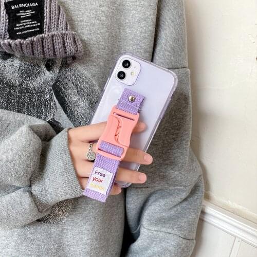 Neon Hand Band Holder for iPhone 12 Pro Max XR 7 8 Plus Silicone Fluorescent Nylon Crossbody bag Phone Cover for iPhone 11 SE X