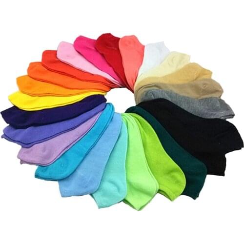 10pcs/5Pair Female Heart Dot Solid Low Cut Socks Short Socks Womens Slippers Spring Summer Cotton Blend Ankle Boat Socks