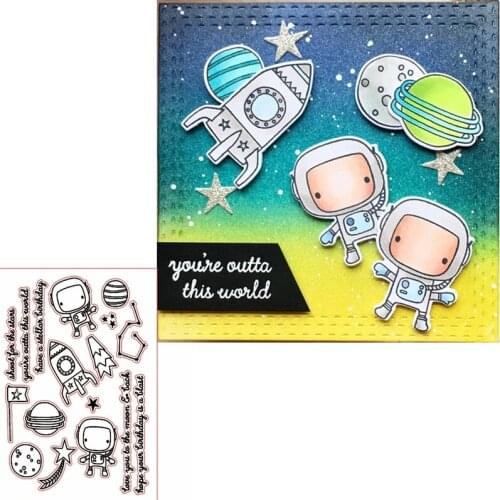 Adorable Spaceman Shoot For The Star Clear Transparents Silicone Stamps Spaceman+Phrases For DIY Scrapbooking Card Making 2020