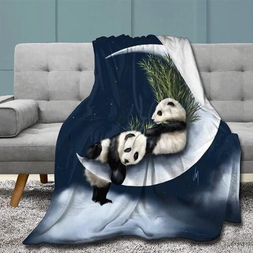 Cute Panda On The Moon Blanket Throw Size Lightweight Super Soft Cozy Luxury Bed Microfiber Perfect for Layering Any Bed