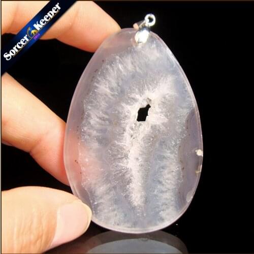 Natural Crystal Gem Stone Jewelry White Rough Art Botswana Agates Slice Beads Pendant Necklace New Trendy Gift for Women RS967