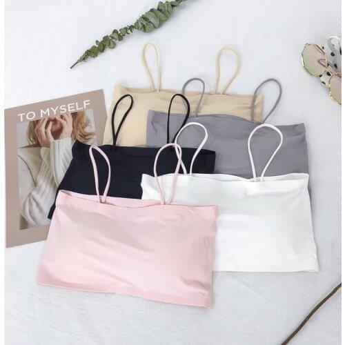 Q 1Pcs Ice Silk Wrapped Chest No Steel Ring Female Sport Underwear for Summer Elastic Korean Style Retro Fashion Tank Crop Top