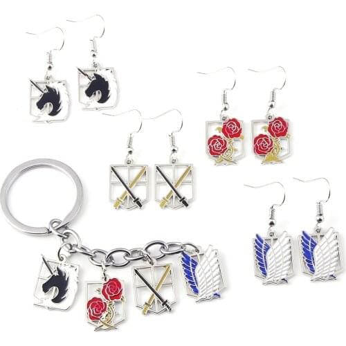 Anime Attack On Titan Drop Earrings Trainee Survey Corps Military Police and Garrison Regiment Earring for Women Cosplay Jewelry