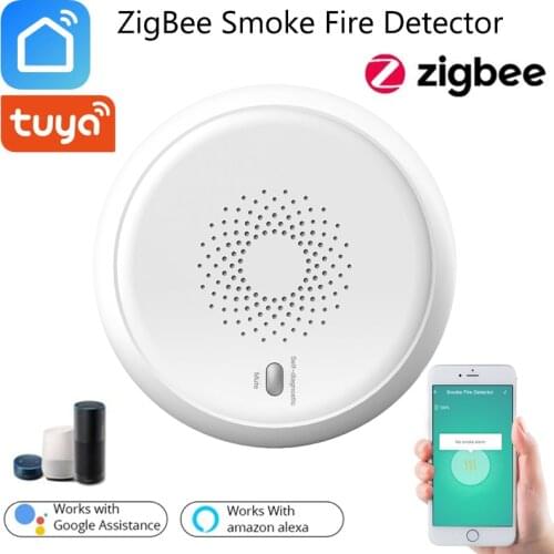 Tuya Zigbee Smart Fire Alarm Smoke Detector Sensor Audible Visual Alarm Notication Smart Life App Work With Alexa Google Home