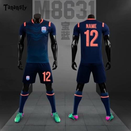 Kids And Adult Blank Soccer Jersey Football Training Sets Sport Short Sleeve Running set Survetement Athletes Tranning Tracksuit