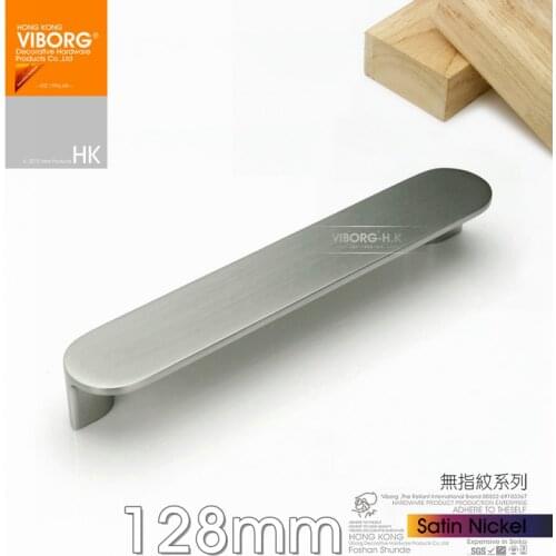 VIBORG Top Quality 128mm Zinc Alloy Modern Kitchen Cabinet Cupboard Door Handle Drawer Handles Pulls, brushed, SA-779-128