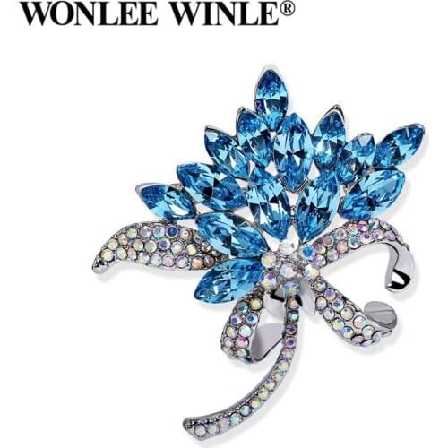 Wonlee Winle TOP Quality Austria Full Rhinestone Bowknot Flower Brooches for Women Fashion Jewelry