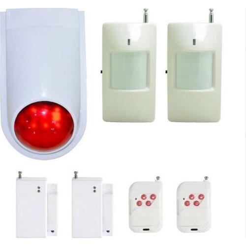 1 Set) Spot Alarm System Wireless PIR Motion sensor and Door contact link to Strobe Siren Burglar Alarm For Free Shipping