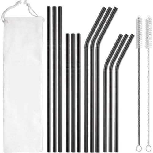 12-Pack Reuseable Stainless Steel Straw Metal Drinking Straw for Mate 30oz and 20oz Dishwasher Safe, 2 Brushes Included Multi