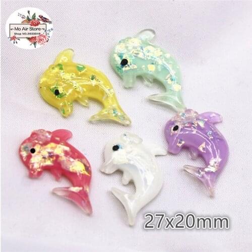 20pcs 27x20mm bling bling dolphin resin flatback cabochon DIY jewelry/phone decoration hair bow center