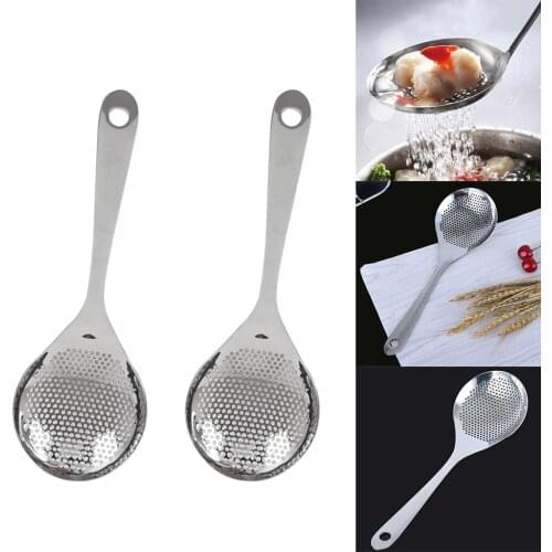 2xThicken Stainless Steel Deep Fry Mesh Strainer Hot Pot Colander Spoon 34cm