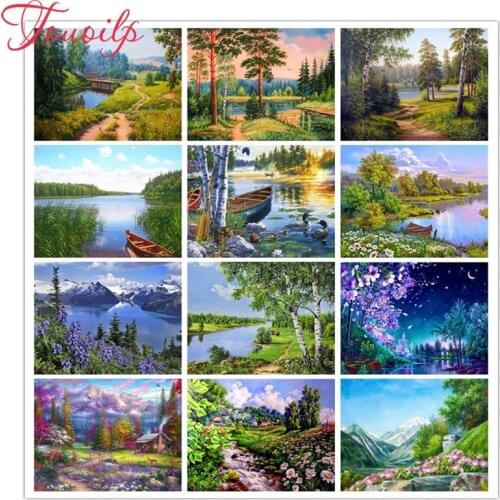 100% Full 5D Diy Diamond Painting "forest waterfall lake" 3D Cross-stitch Rhinestone Full Pasted Painting Embroidery Mosaic