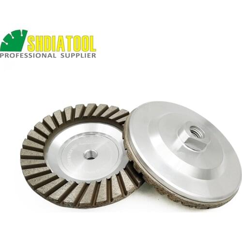 SHDIATOOL 2PK 5inch #100 Aluminum Based Diamond Grinding Cup Wheel M14 thread Diameter 125mm Grinding Wheel For Granite Concrete