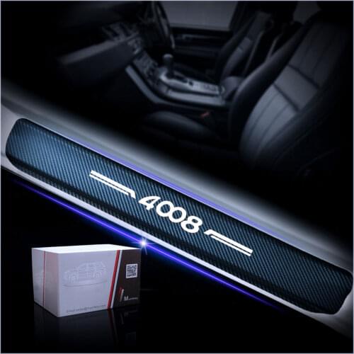 Car Door Sills Door Threshold Plate Cover For Peugeot 4008 Door Sill Scuff Plate Carbon Fiber Vinyl Sticker Car Accessories 4Pcs