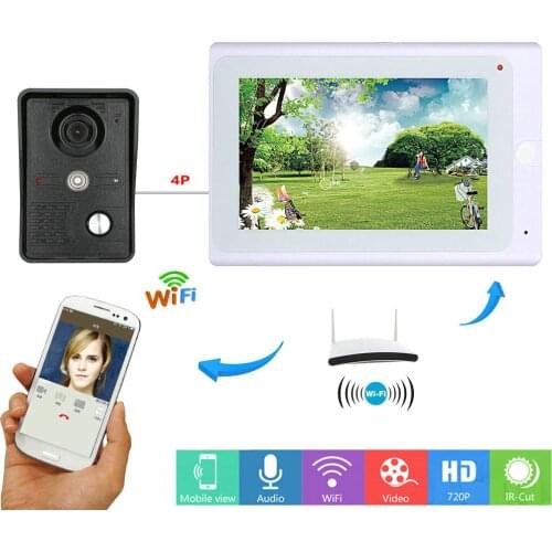 7inch Wireless Wifi/Wired Video Door Phone Doorbell Intercom Entry System with IR-CUT HD 1000TVL Wired Camera Night Vision