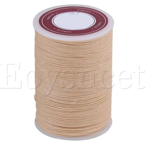 0.7mm Dia Beige Polyester Waxed Cord Craft Sewing Stitching Thread Linen
