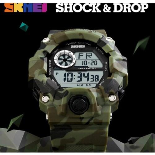 SKMEI Sports Military Army Camouflage Watches Men Alarm Waterproof Watch LED Shock Resist Digital Wristwatch Relogio Masculino