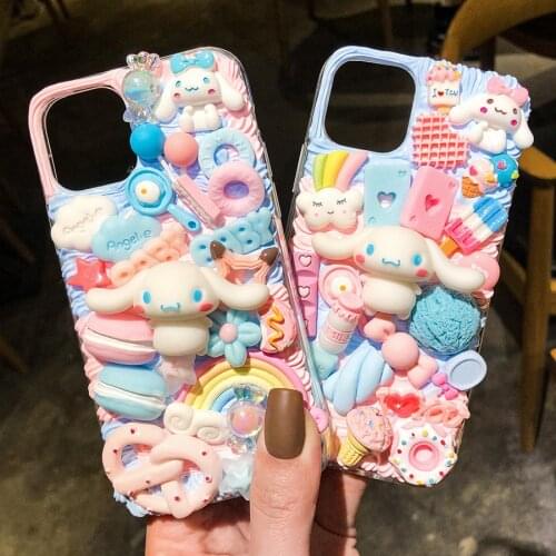 DIY Cream Case For iPhone 7 8p X 11 12Pro Material Bag Hand-Made Christmas Resin Trinket Accessorie Doll Set Birthday Gift Cover