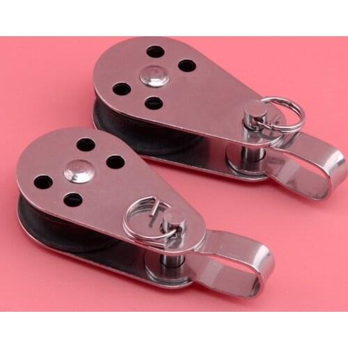 CITALL 2pcs Sheave Pulley Blocks W Removable Pin & Bracket Stainless Steel for Marine Kayak Canoe Boat Anchor Trolley System