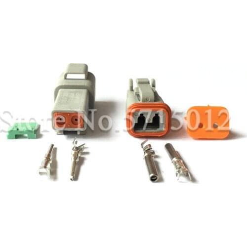 Deutsch DT 2 Pin 22-16AWG Waterproof Electrical Wire Connector Plug DT06-2S DT04-2P For Car