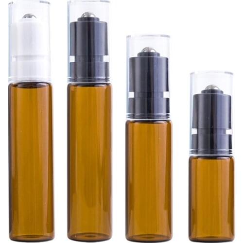 10/15/20ML Roll On Bottles For Essential Oils Glass Deodorant Roller Containers Amber Press Pump Roll-On Perfume Bottle 25pcs