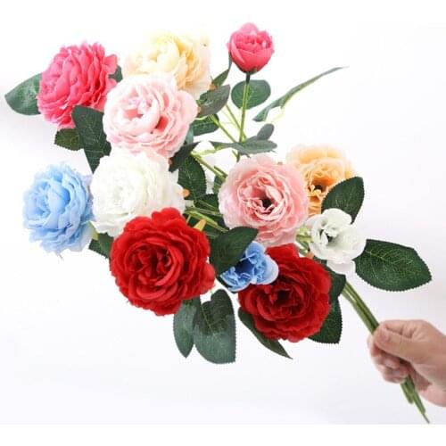 Artificial Flowers Peony Fake Flower Simulation Bouquet Home Decoration Flower Arrangement Silk Cloth Wedding Rose