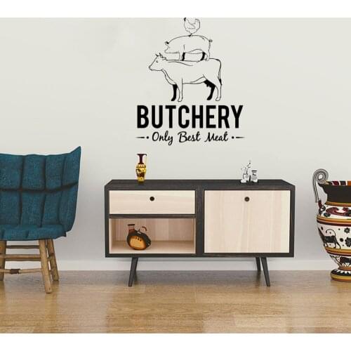 Commercial Butchery Wall Sticker Home Decor For Butcher Shop Wall Stickers Kill Animals Vinyl Mural Waterproof DW11708