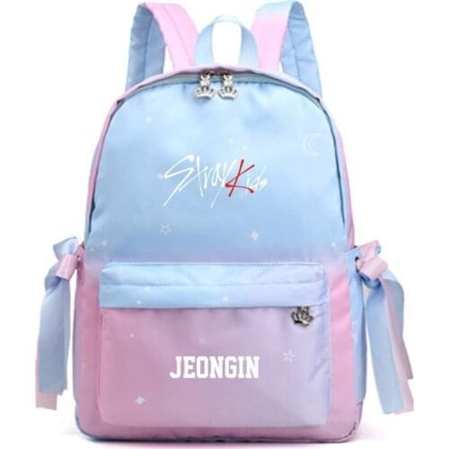 Korean Kpop StrayKids Printing Backpack Kawaii Women Backpack Waterproof Travel Bagpack Pink School Bags for Teenage Girls 2019
