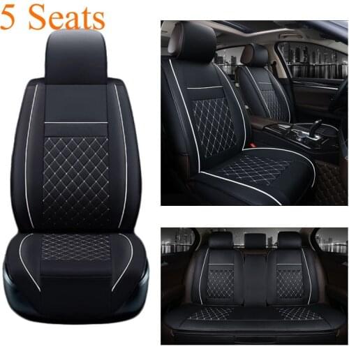 Leather Car Seat Cover Universal 5 Seats Waterproof Auto Front Rear Back Chair Seat Cushion for SUV Vehicle Car Seat Protector