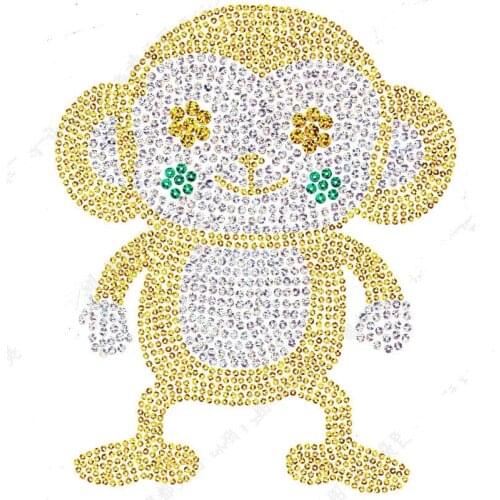 2pc/lot SequinMonkey Lazer holographic hot fix transfer motifs iron on applique patches FOR SHIRT