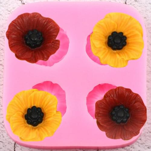 Poppy Flower Silicone Molds Chocolate Candy Clay Moulds Cupcake Topper Fondant Cake Decorating Tools Jewelry Epoxy Resin Mould
