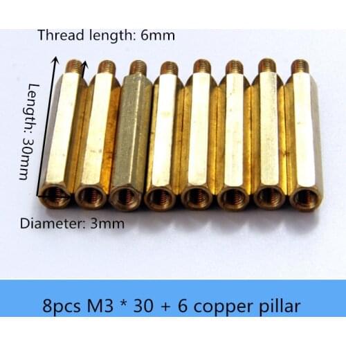 Metal Copper Pillar M3*50+6/ M3*30+6 Single Head Hexagonal Isolation Column Support Post DIY For RC Robot Tank Car Chassis Part
