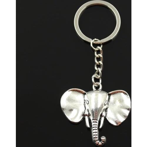 Fashion 30mm Key Ring Metal Key Chain Keychain Jewelry Antique Silver Color Plated Big Ear Elephant 44x40mm Pendant