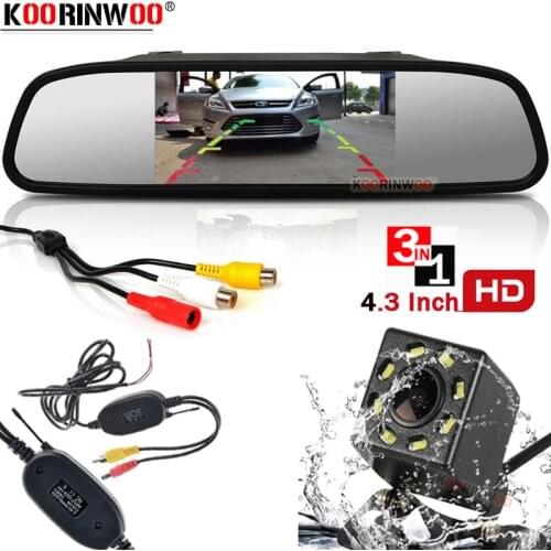 Koorinwoo 2.4G Car Monitor for Rear View Camera Truck Reverse System Colorful Backup Camera With Screen Display 2 Video Input