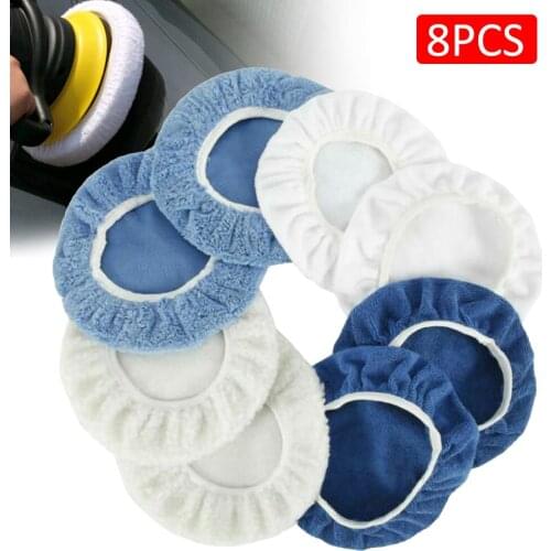 5 Inch & 6 Inch Car Polisher Pad Bonnet Waxers Bonnet Set Woollen+Cotton+Microfiber+Coral Fleece 2 Pcs for Each Pack of 8 Pcs