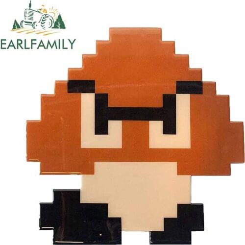 EARLFAMILY 13cm x 13cm for Pixel Super Mario Mushroom Decal Motorcycle Car Bumper Window Stickers DIY Occlusion Scratch Decor