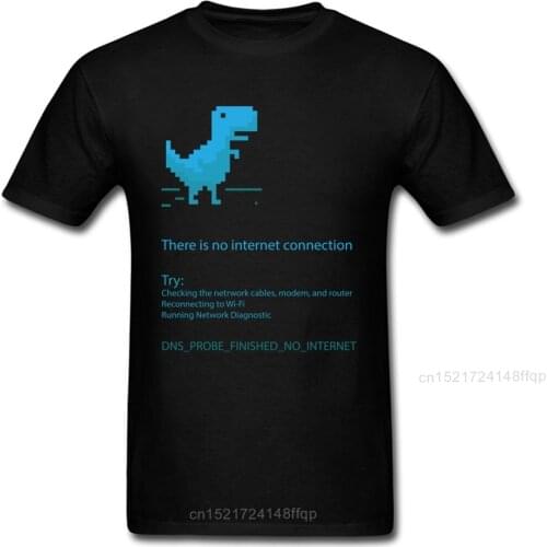 There Is No Internet! Tee Shirt Men T-shirt Black Tshirt Blue T Shirts Cartoon Dino Tops Dinosaur Funny Clothing Cotton Fabric