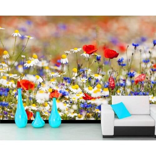 Papel de parede Wild flowers nature landscape 3d wallpaper,living room bedroom wall papers home decor kitchen bathroom mural
